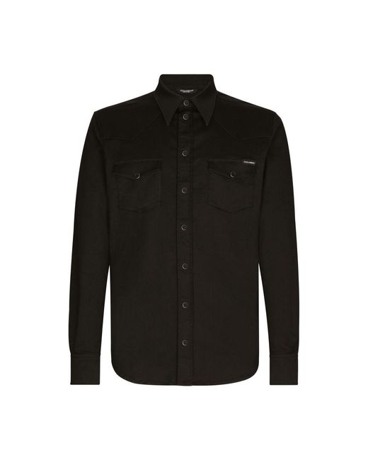 Dolce & Gabbana Black Stretch Denim Shirt for men