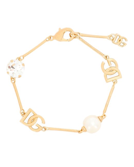 Bracelet avec strass et perles Dolce & Gabbana en coloris Metallic