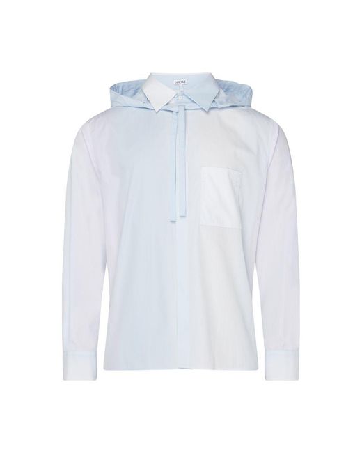Loewe Blue Striped Hooded Shirt for men