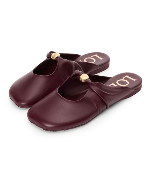 Loewe Brown Pebble Soft Lamb Leather Mules