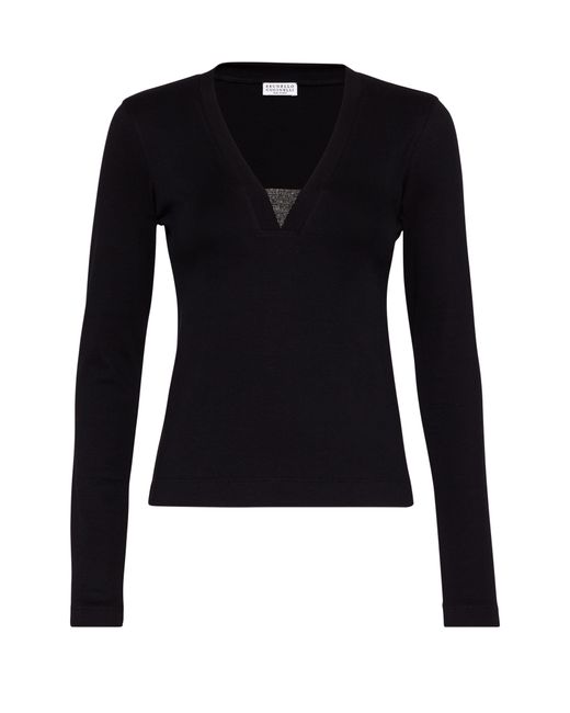 Brunello Cucinelli Black T-Shirt With Monile