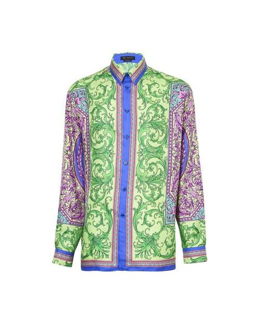 Versace Green Le Pop Classique Silk Shirt for men