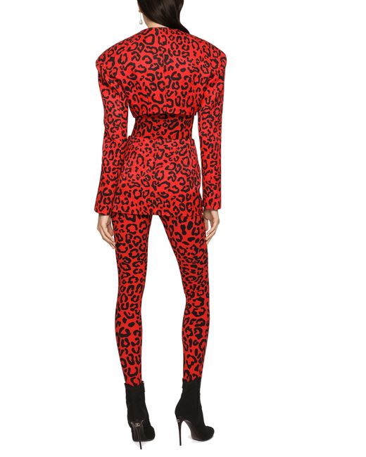 Dolce & Gabbana Red Minirock aus Brokat mit Leopardenprint
