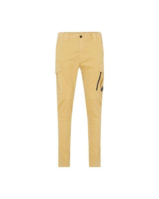 C P Company Yellow Stretch Sateen Ergonomic Angular Cargo Pants for men