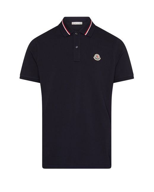 Moncler Blue Short-Sleeved Polo Shirt With Logo for men