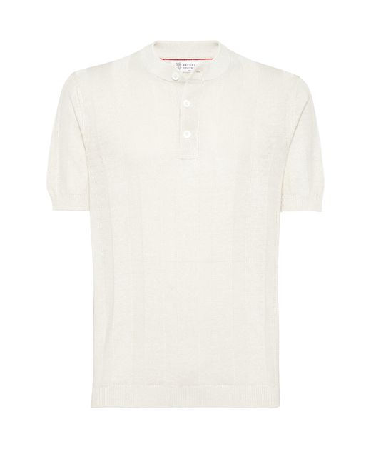 Brunello Cucinelli White Knit T-Shirt for men