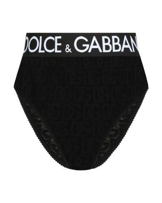 Dolce & Gabbana Black High-Waisted Tulle Jacquard Briefs