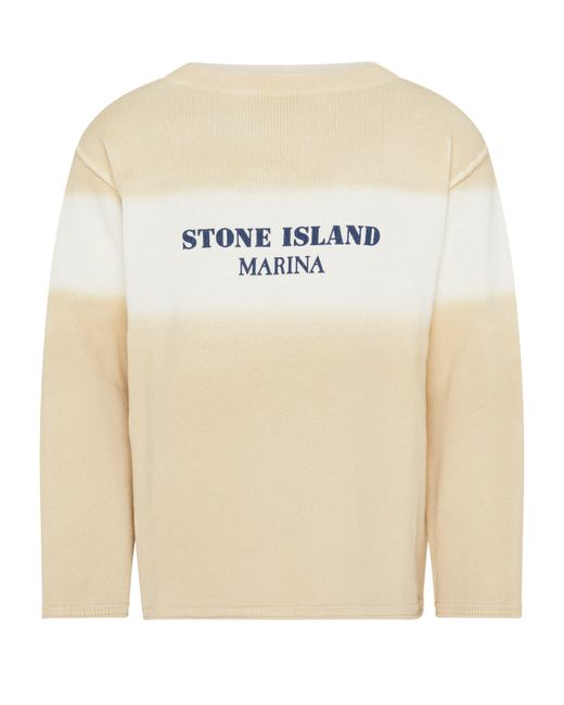Stone Island White Round Neck Sweater With Logo for men