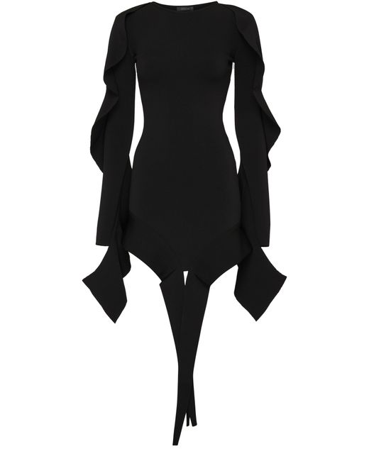 Mugler Black Asymmetrisches kurzes Kleid