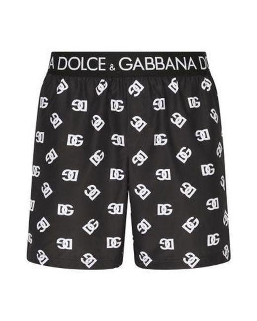 Dolce & Gabbana Black Mid-Length Swim Trunks for men