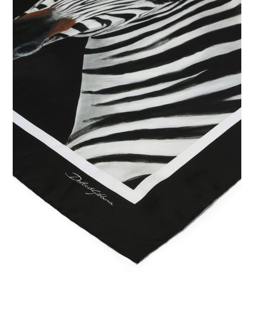 Foulard en sergé à imprimé zèbre (70 x 70) Dolce & Gabbana en coloris Black
