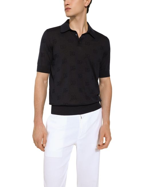 Dolce & Gabbana Black Silk Polo-shirt for men