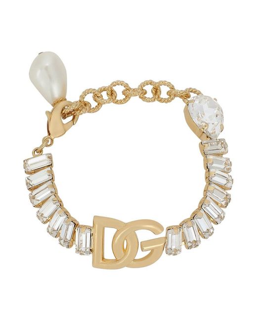 Dolce & Gabbana Metallic Bracelet With Rhinestones