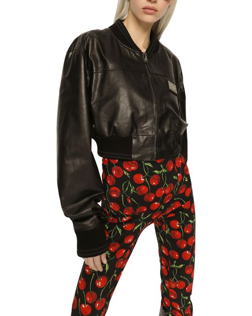 Dolce & Gabbana Black Short Nappa Leather Bomber Jacket