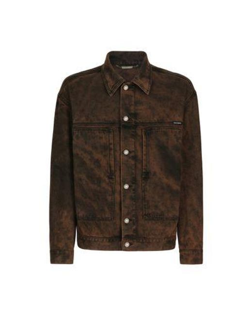 Dolce & Gabbana Brown Overdyed Denim Jacket for men