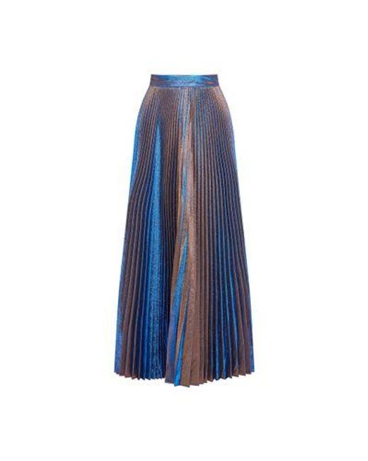 Rochas Blue Lame' Plisse' Skirt