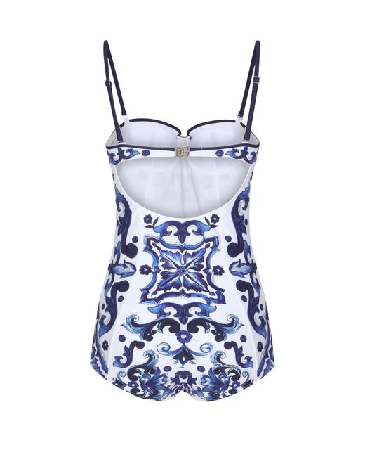 Maillot de bain une pièce à balconnet Dolce & Gabbana en coloris Blue