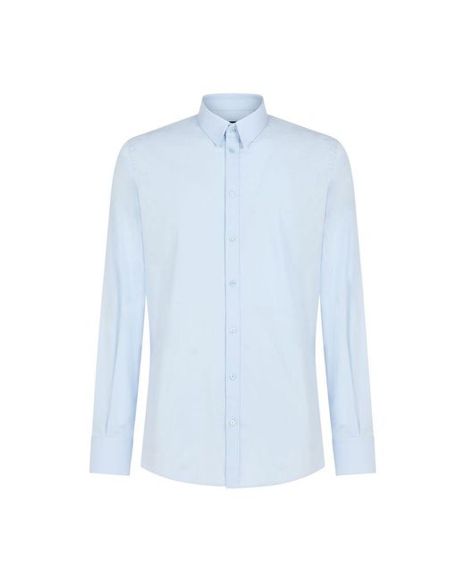 Dolce & Gabbana Blue Stretch Cotton-Fit Shirt for men
