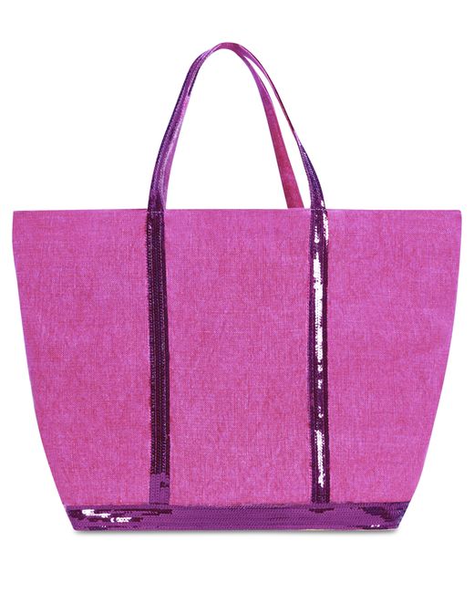 Vanessa Bruno Purple Cabas-Tasche XL aus Leinen