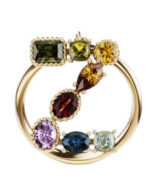 Dolce & Gabbana Metallic Rainbow Alphabet Z Ring In Yellow Gold With Multicolor Fine Gems