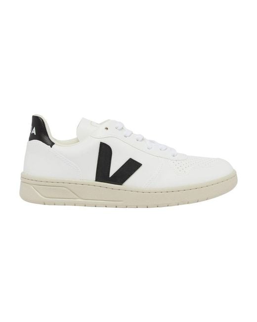 Veja White V-10 Low Top Sneakers