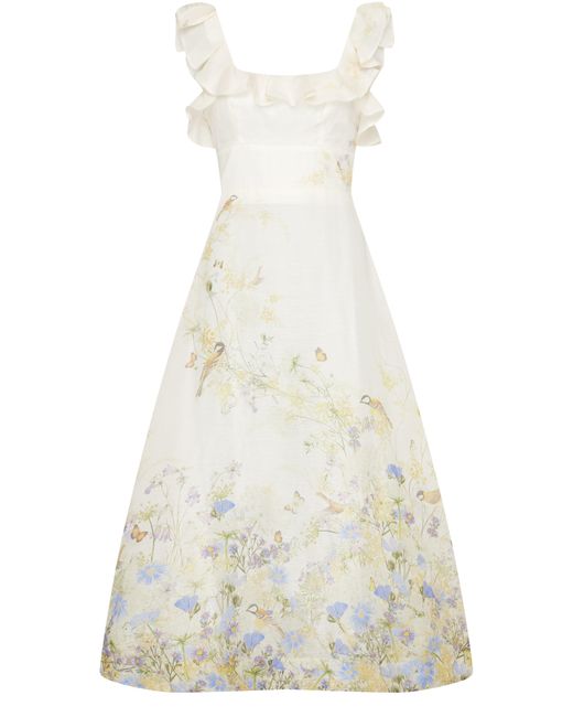 Zimmermann White Floral Midi Dress