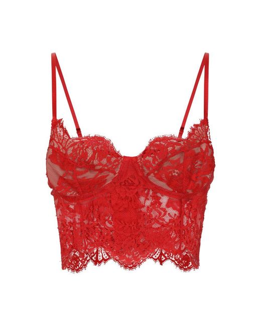 Dolce & Gabbana Red Lace Lingerie Corset Top