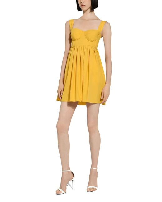 Dolce & Gabbana Yellow Short Cotton Corset Dress