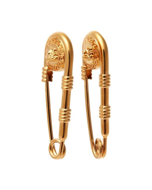 Versace Metallic Safety Pin Earrings