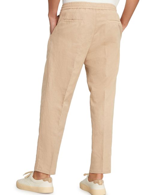 Brunello Cucinelli Natural Leisure Fit Trousers With Drawstring for men