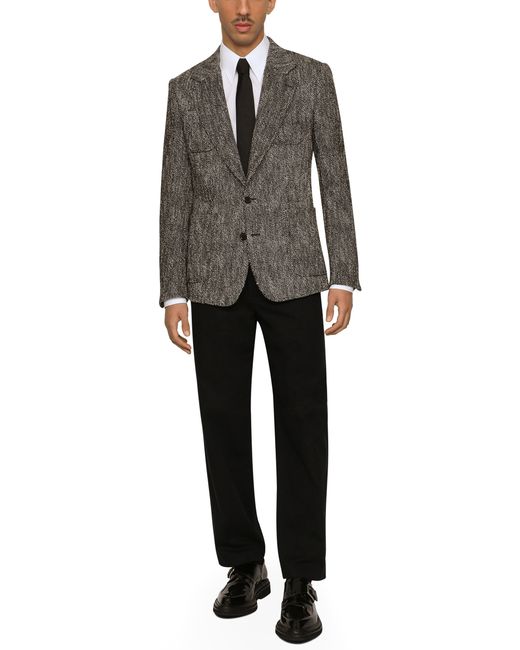 Dolce & Gabbana Multicolor Herringbone Tweed Cotton And Wool Single-breasted Jacket for men
