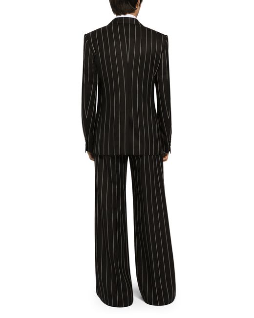 Dolce & Gabbana Black Double-Breasted Pinstripe Jacket for men