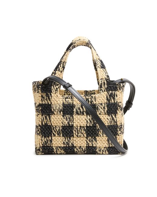 Loewe Font Gingham Mini Raffia Tote Bag in Metallic | Lyst