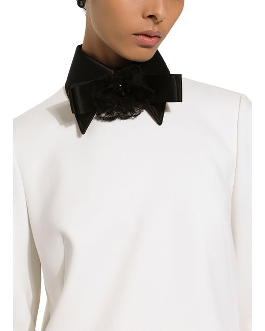 Dolce & Gabbana White Kurzes Kleid aus Wolle