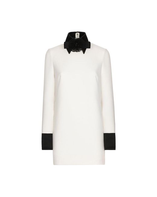 Dolce & Gabbana White Short Woolen Dress