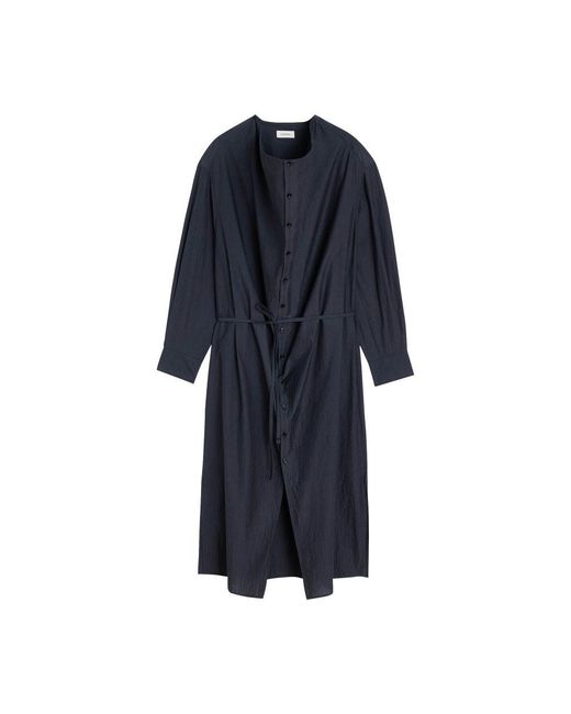 Lemaire Blue Midikleid Mit Weichem Kragen