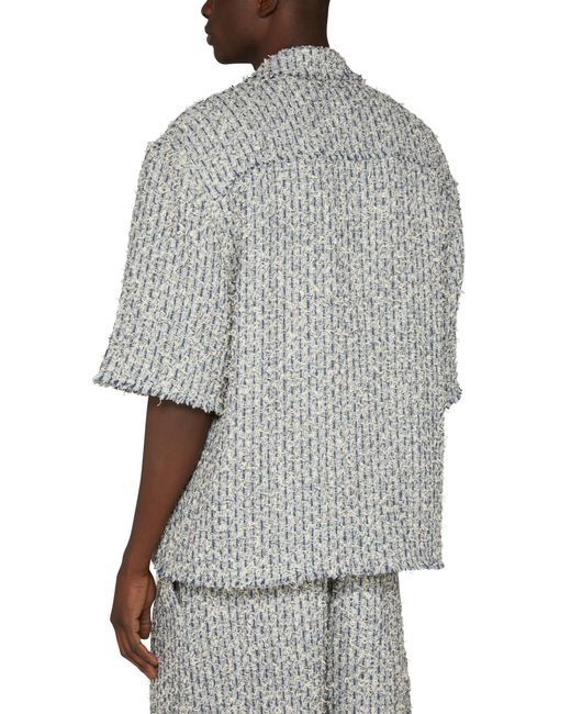 Surchemise à manches courtes en tweed bouclé Amiri pour homme en coloris Gray