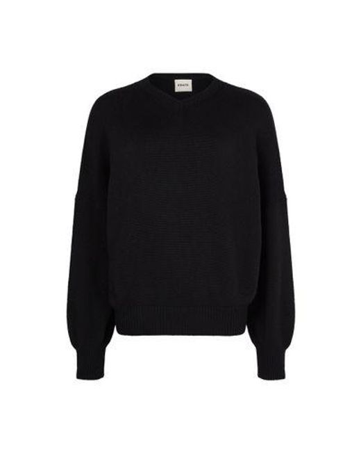 Khaite Black Wolfe Cashmere V-Neck Sweater