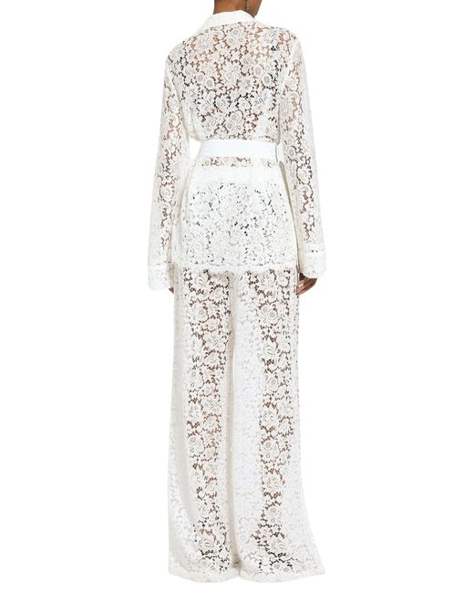 Dolce & Gabbana White Flared Floral Cordonetto Lace Pants