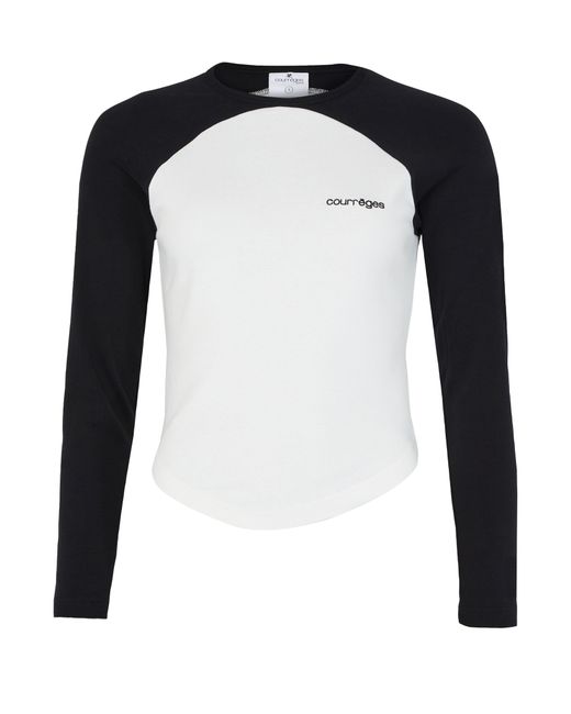 Courreges Black Langärmeliges Kontrast-T-Shirt Circle