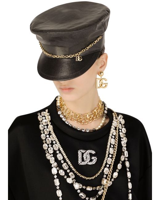 Chapeau de boulanger avec chaînette à logo DG Dolce & Gabbana en coloris Black