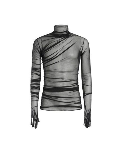 Ann Demeulemeester Black Nicolas Draped T-shirt With Gloved Sleeves for men