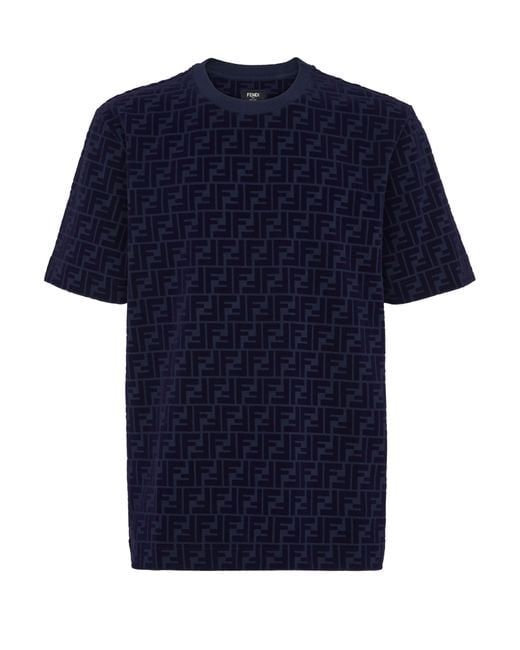 T-Shirt en piqué Fendi pour homme en coloris Blue