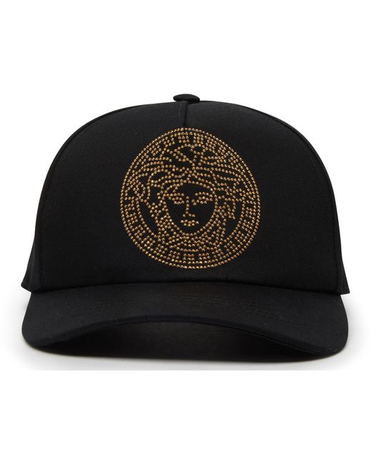 Versace Black Embroidered Medusa Baseball Cap for men