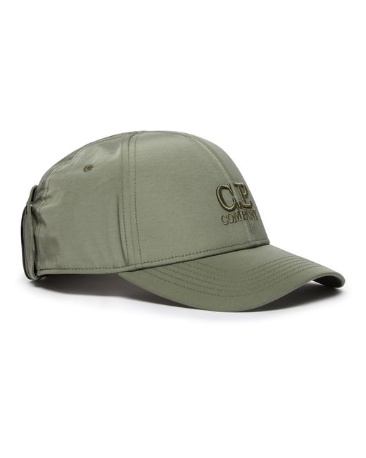 C P Company Green Chrome-r Goggle Cap for men