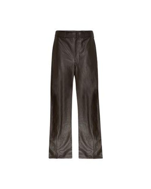 Lemaire Brown Leather Belted Pants