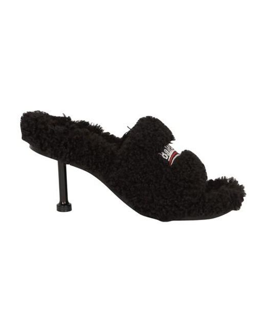 Balenciaga Faux-fur Sandals in Black | Lyst Australia