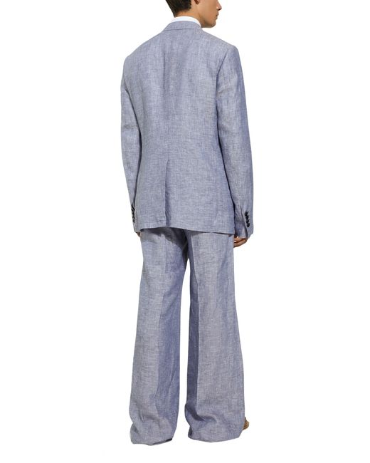 Dolce & Gabbana Purple Tailored Linen Pants for men
