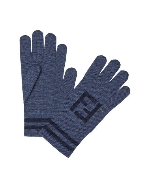 Fendi Blue Gloves for men