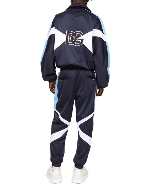 Dolce & Gabbana Blue Jersey jogging Pants With Dg-embroidered Patch for men